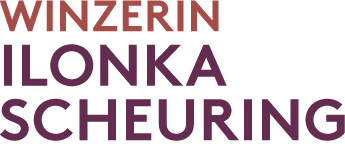 Das Logo enthält den Schriftzug "Winzerin Ilonka Scheuring" in rot abgestufter Schrift.